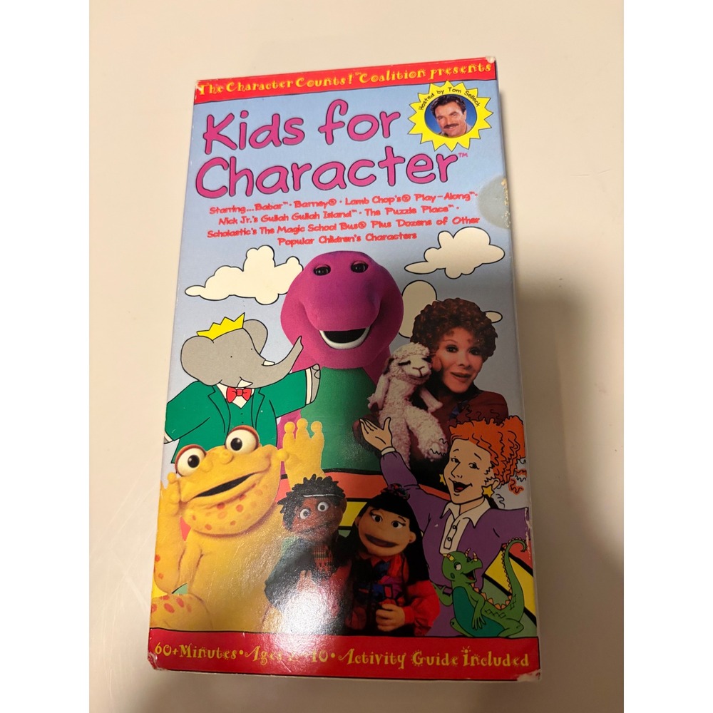 Kids for Character VHS 1996 Barney Babar Lamb Chop Magic School Bus Tom Selleck